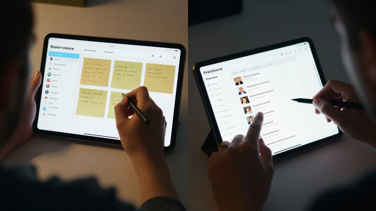 Split image of two photographers—one with basic account, one with premium features.